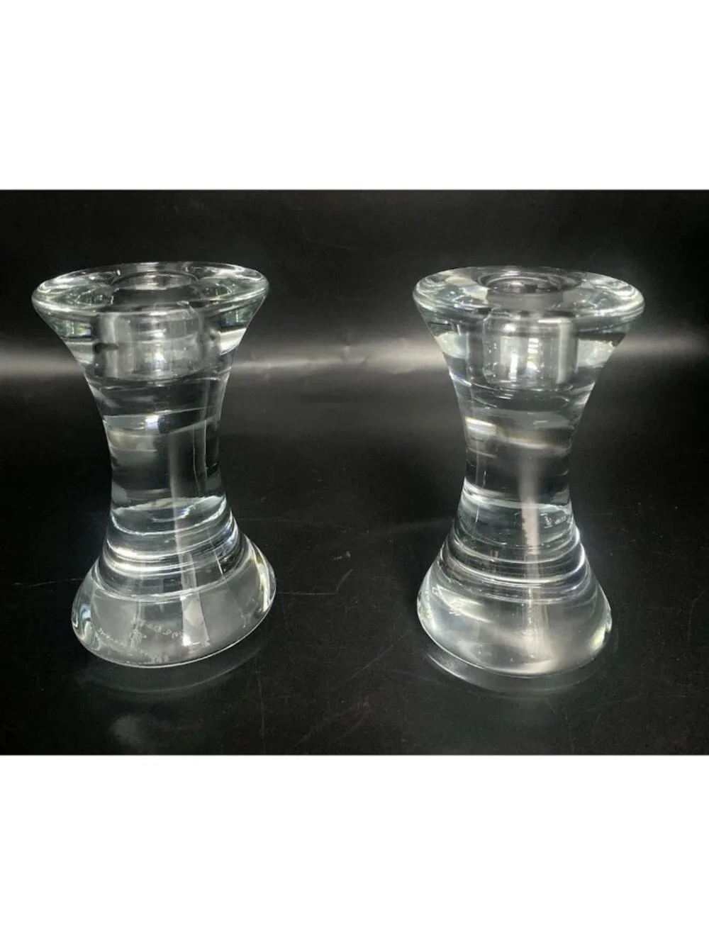 Set of 2 Danish Holmegaard Per Lutken Signed Taper Candle Holders  4.25”